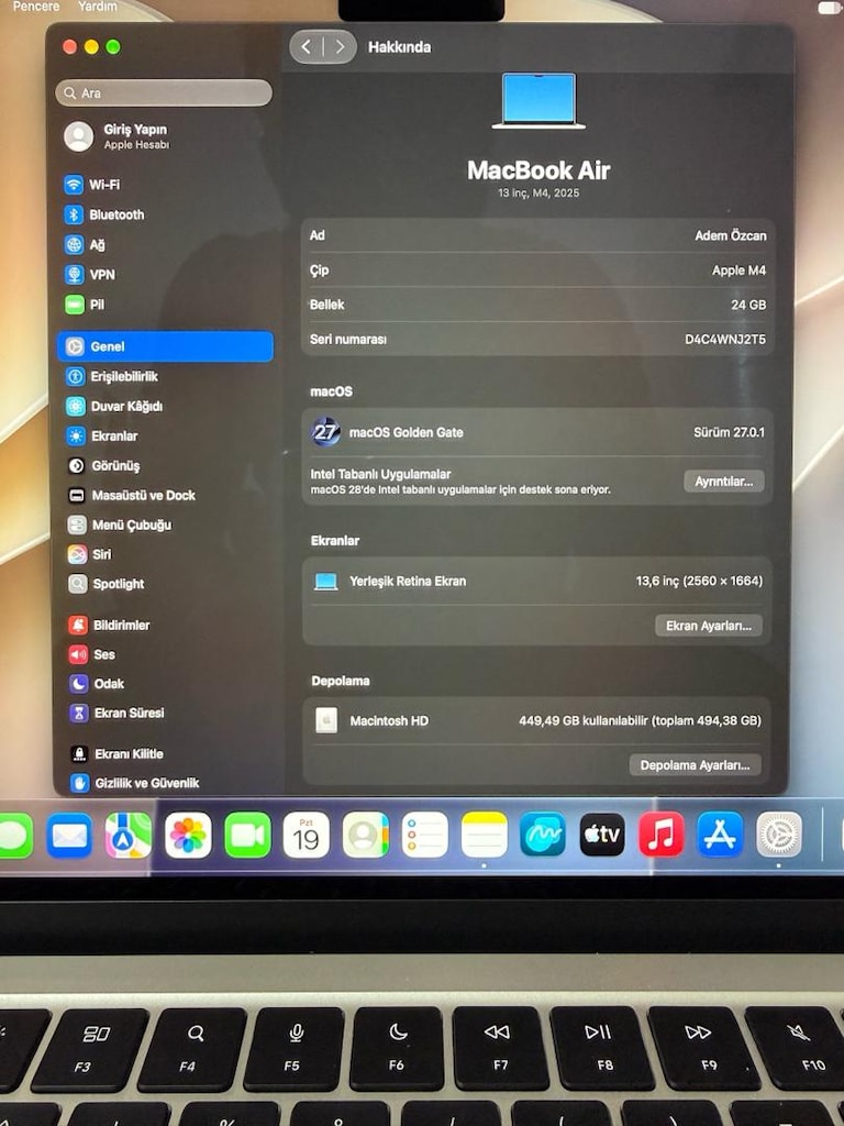 MacBook Air / M4 / 13 inç / 24 GB Ram / 512 GB Ssd - 2