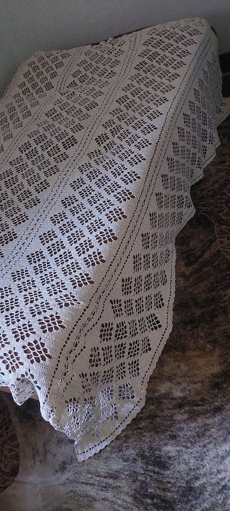 YATAK ÖRTÜ 210/200CM VİNTAGE AVRUPA KALIN DANTEL BEYAZ - 12