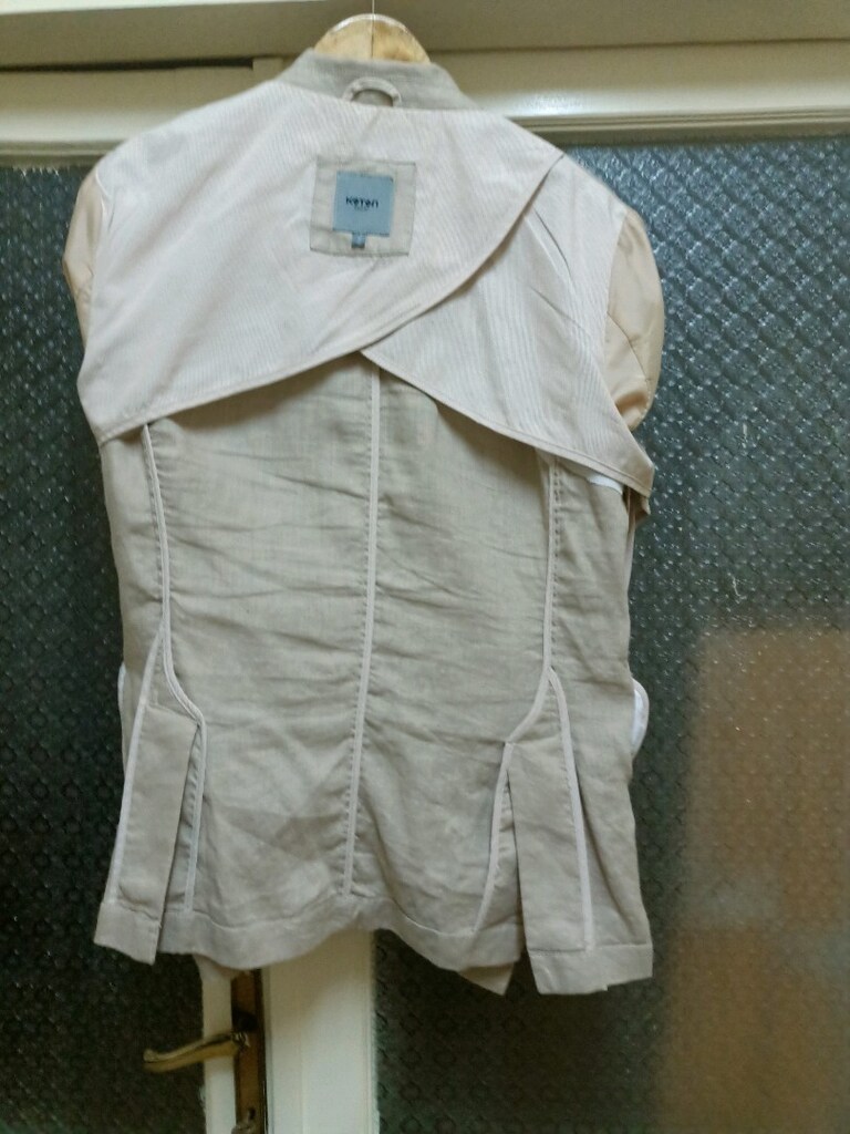 bej keten blazer ceket - 5