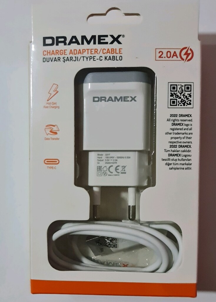 Dramex Type-C – USB hızlı Şarj Adaptörü. D21T 2.1A Şarj Data Kablosu. - 3