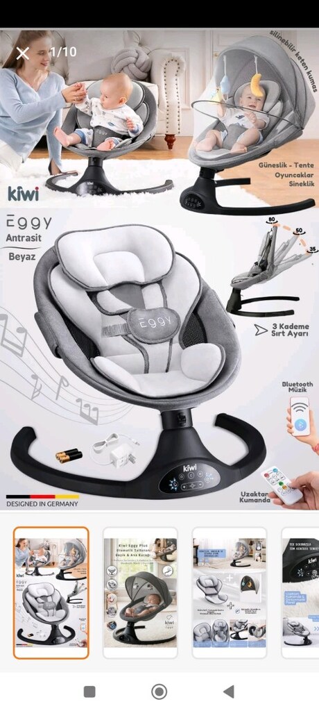 Kiwi Eggy Elektrikli Otomatik Sallanan Ana kucağı - 4