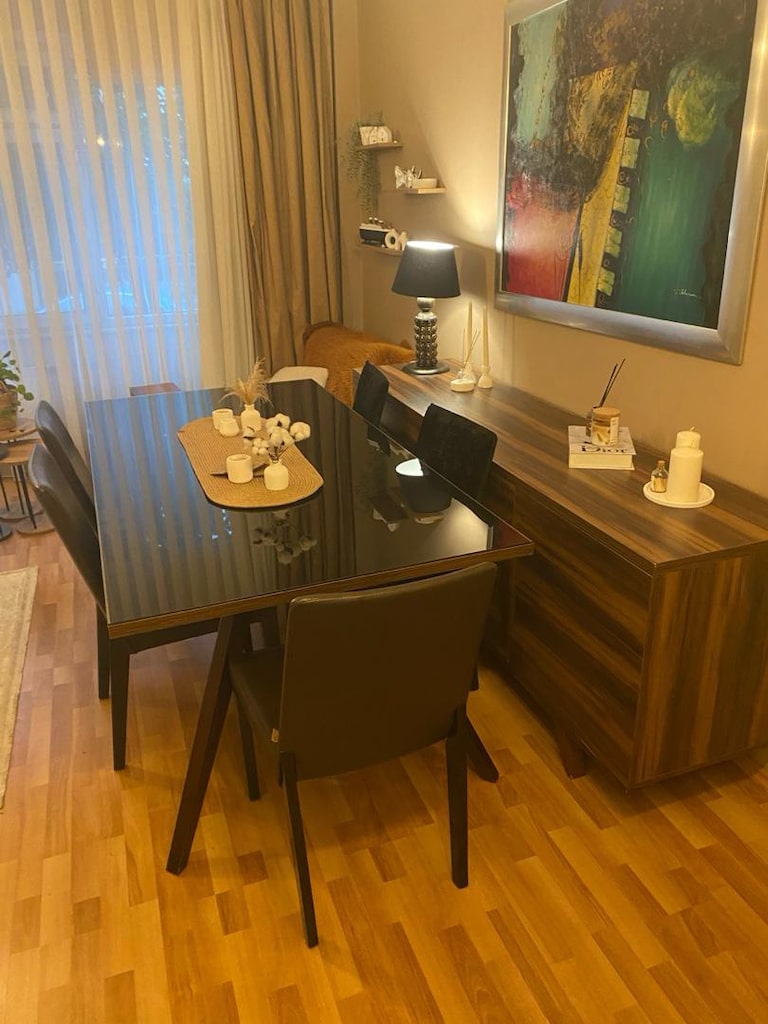 Enza Home Yemek Odası Takımı – 6 Sandalye, Cam Masa ve Büfe - 2