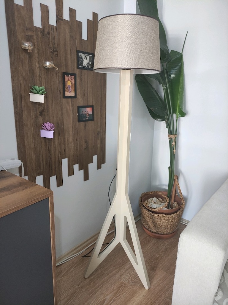 Kumaş Başlıklı Krem Lambader - 3