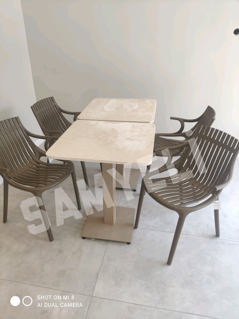BEJ MERMER MASA MONAKO SANDALYE MODELİ - 2
