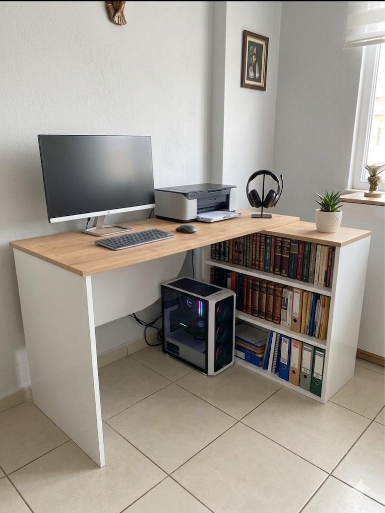 Modern Köşe “ L “ Kitaplıklı Çalışma Masası - 2