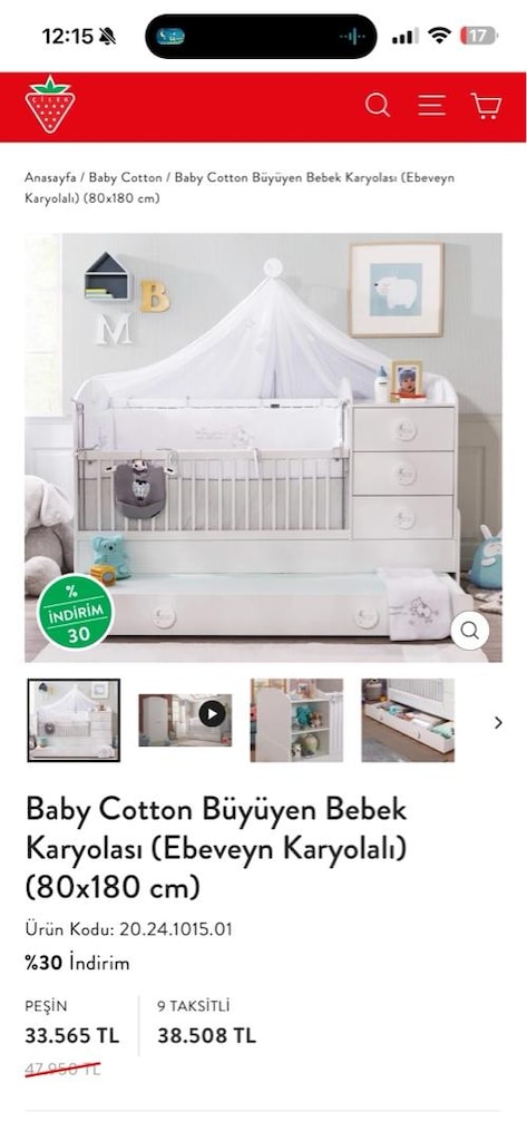 çilek baby cotton büyüyen beşik bebek karyolası - 5