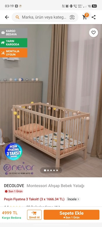 sıfır kutulu ahşap besik