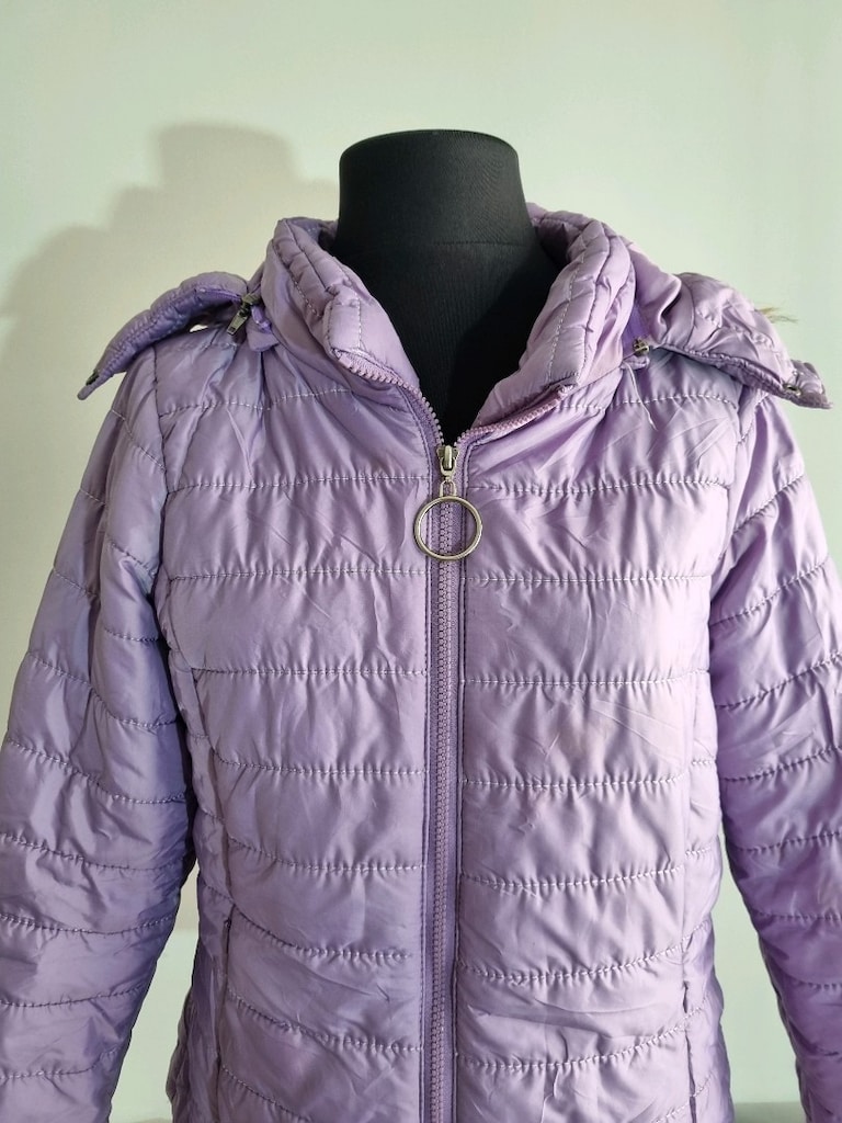 Lila Renkli Kapşonlu Mont - 2