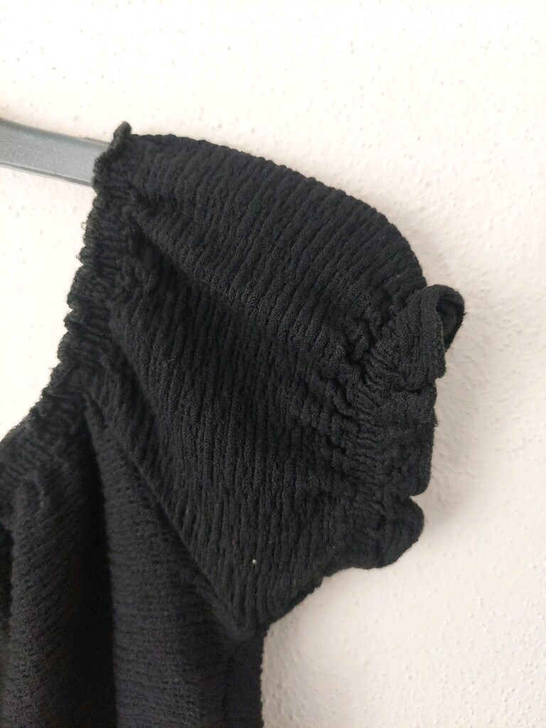 EVRA siyah bürümcük fırfırlı Crop bluz - 3