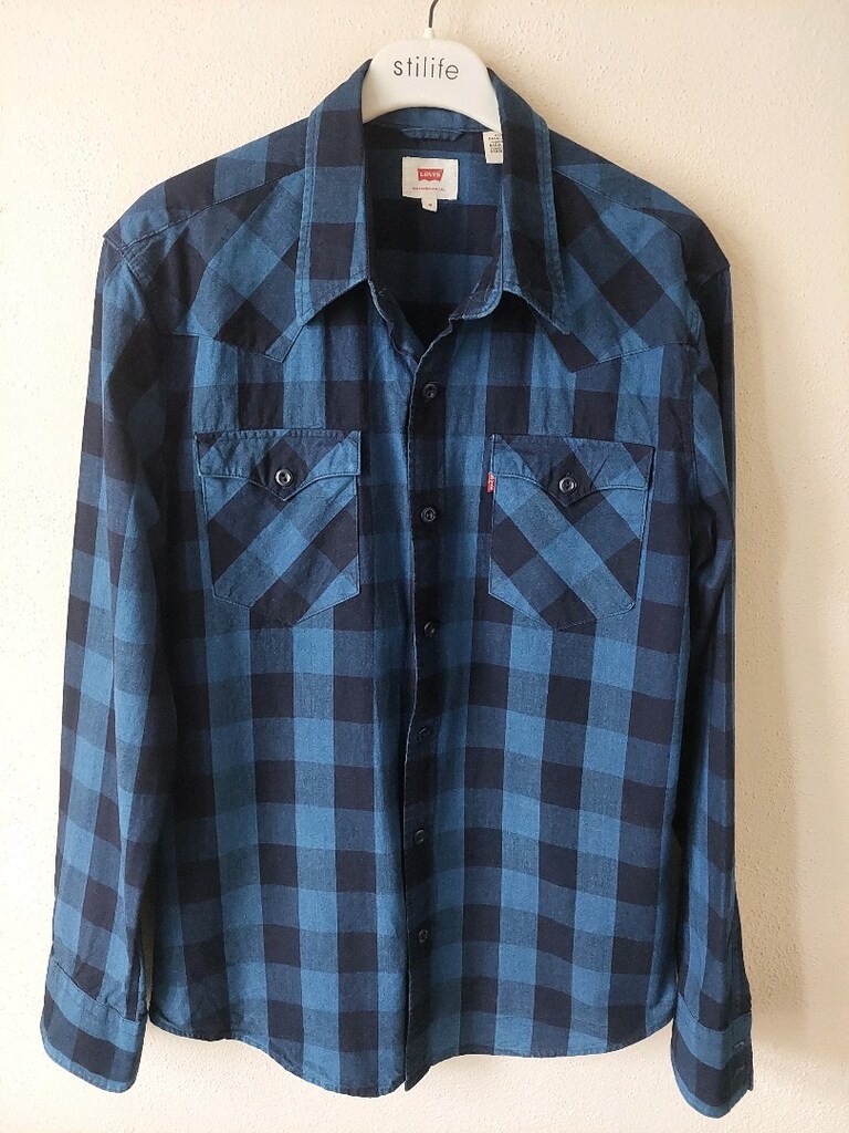 Levi's erkek ekoseli mavi spor gömlek