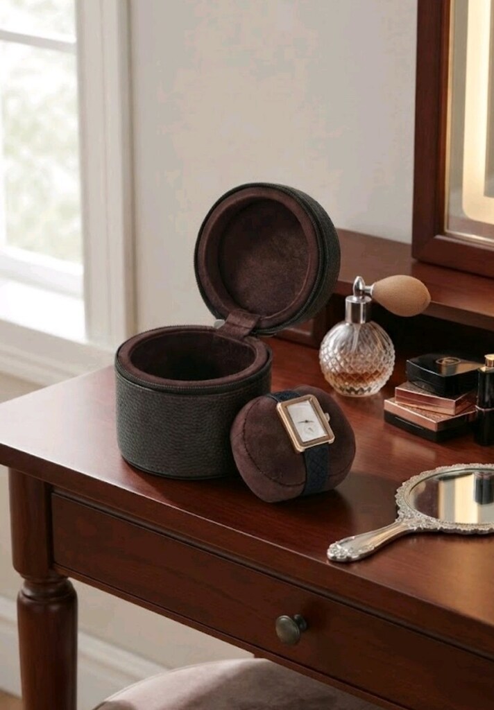 şık oval deri kaplamalı saat organizer - 8