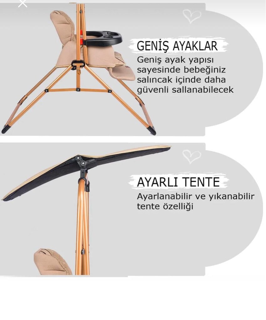 Tenteli, Tepsili Lüks Bebek Salıncağı – Temiz ve Eksiksiz - 7
