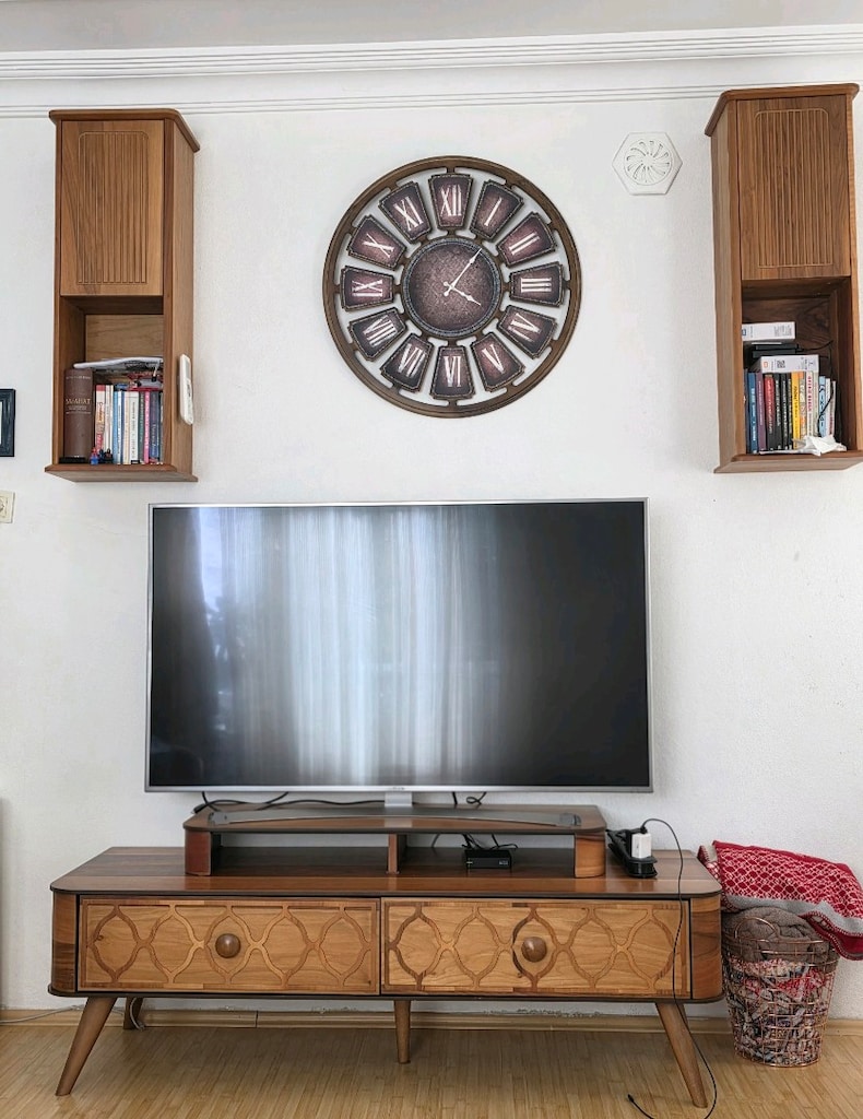 Retro Vintage Masif Ahşap TV Ünitesi + 2 Duvar Kitaplığı - 2