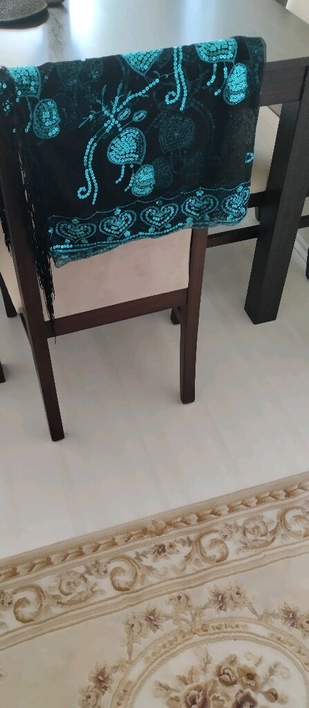 siyah zemin üzerine Turkuaz şal - 2