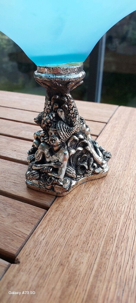Murano Stil Vintage Opalin CamArt Glass Mermaid Ayaklı Dekoratif Bowl - 5