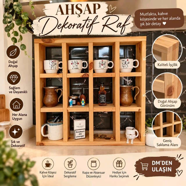 DEKORATİF AHŞAP RAF