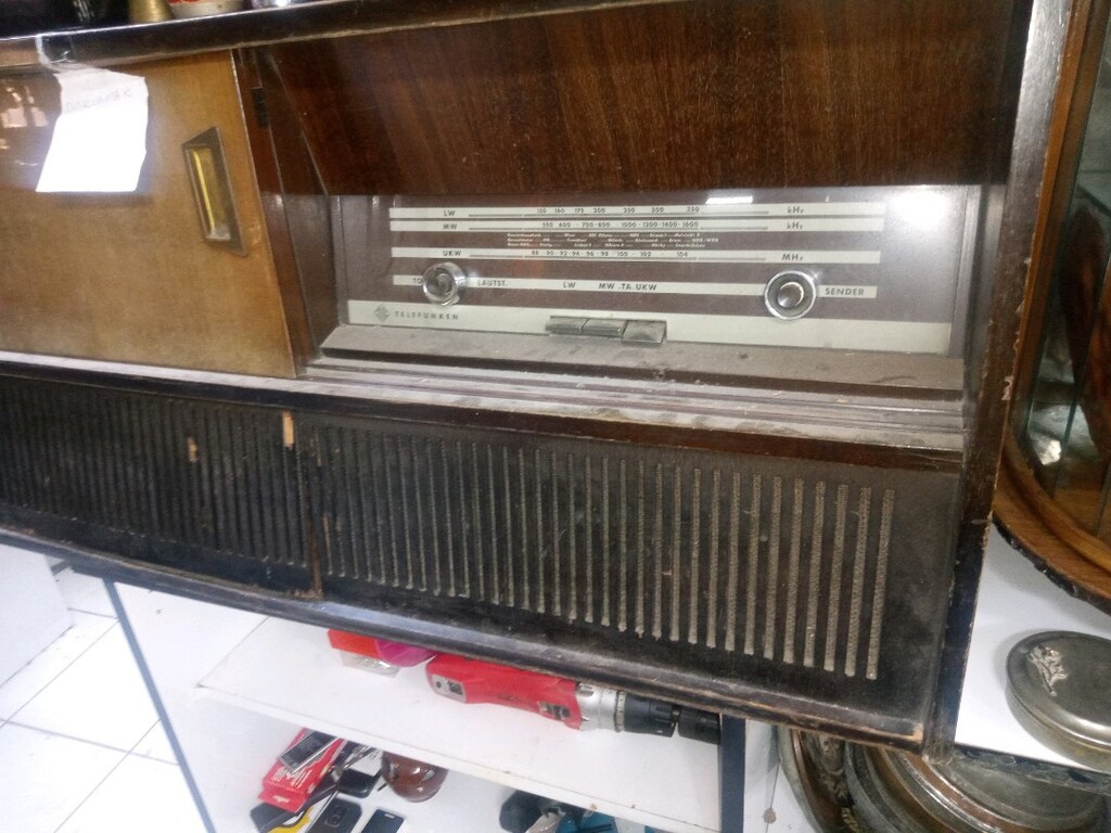 antika ahşap radyo pkap çalışır durumda radyo efemli orjinal plakcalar - 4