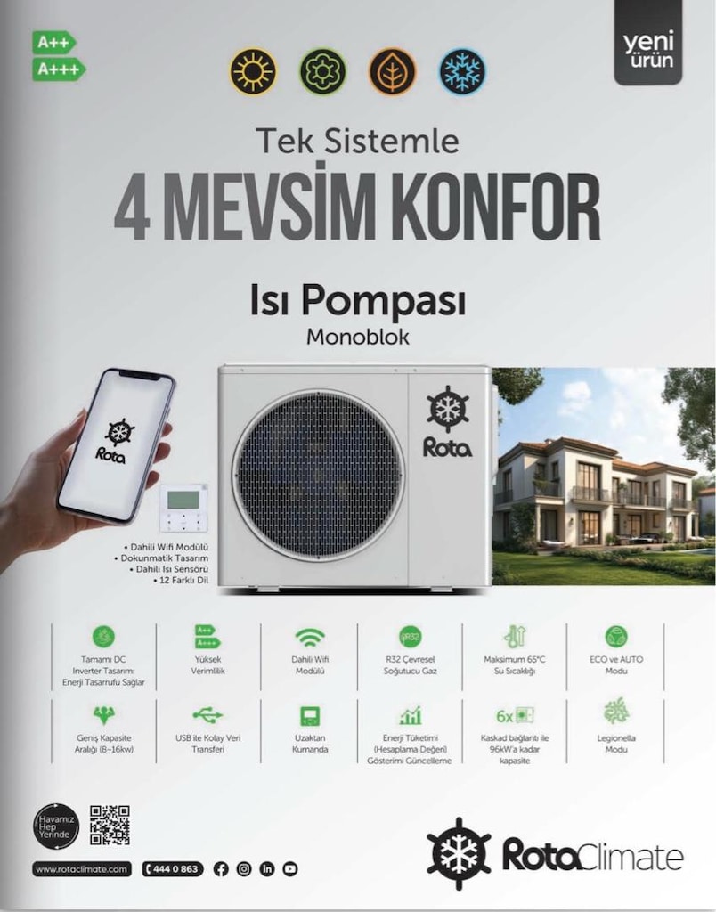 rota 8,4 kW ısı pompası 8,5 metre peteği besler buz çözme özelliği var - 3