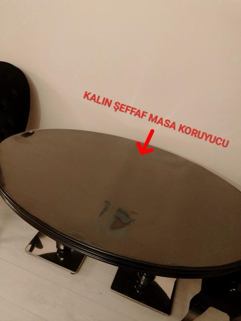 Siyah Ahşap Oval Masa Ve 2 Kadife Koltuk Lüx Masa - 8