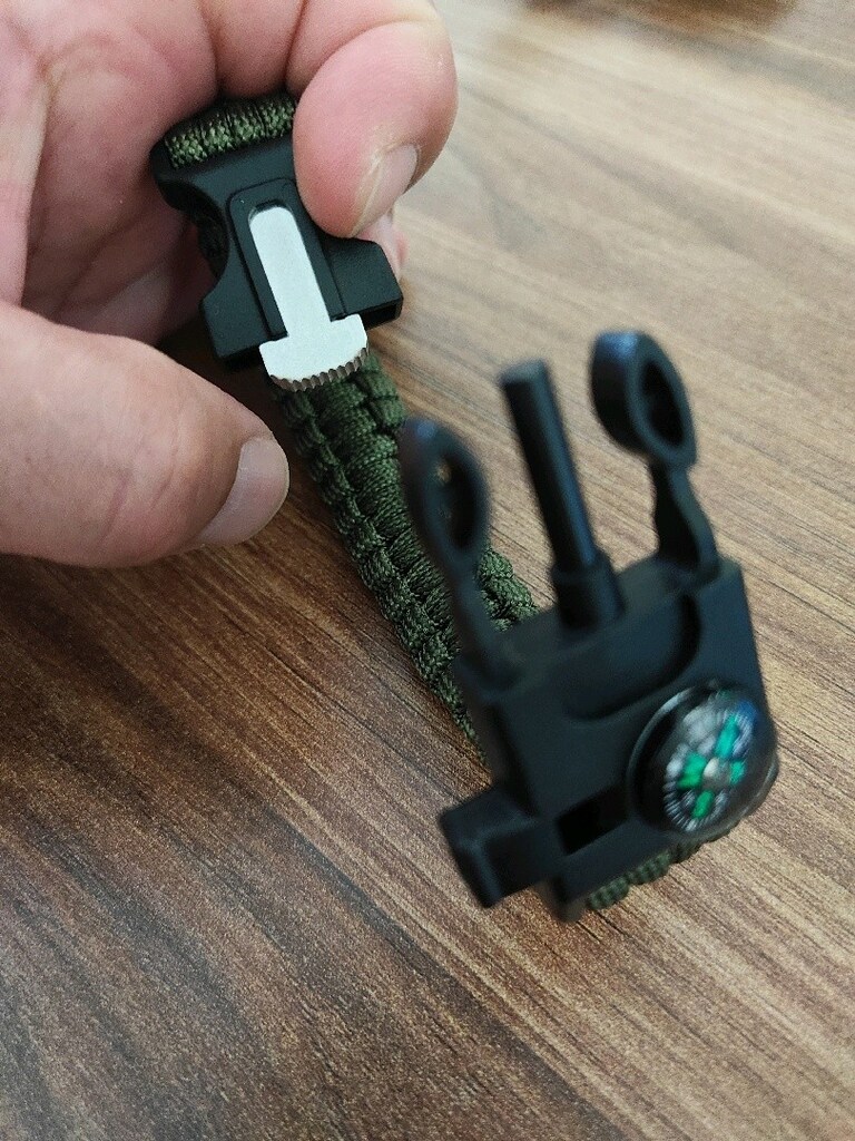 pusulalı düdük ve magnezyum çubuklu paraşüt ipi örgülü bileklik - 3