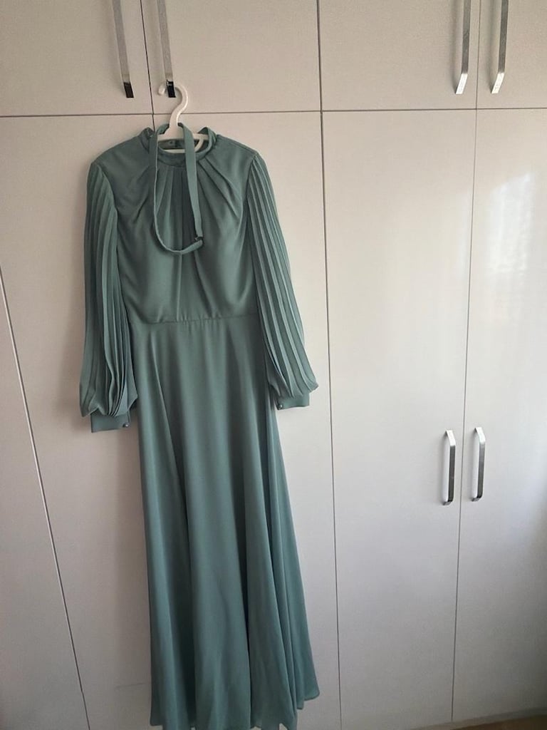 Mint yeşili tesettür abiye - 2