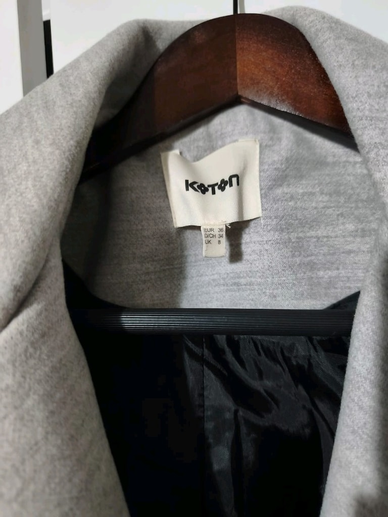Koton 36 beden gri kaşe kaban - 3