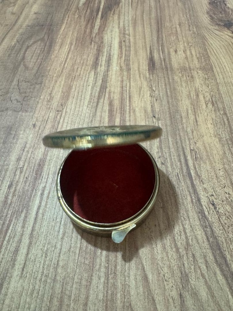 Vintage Retro Desenli & Gold Detaylı Metal Mücevher & Kadife Takı Kutu - 10