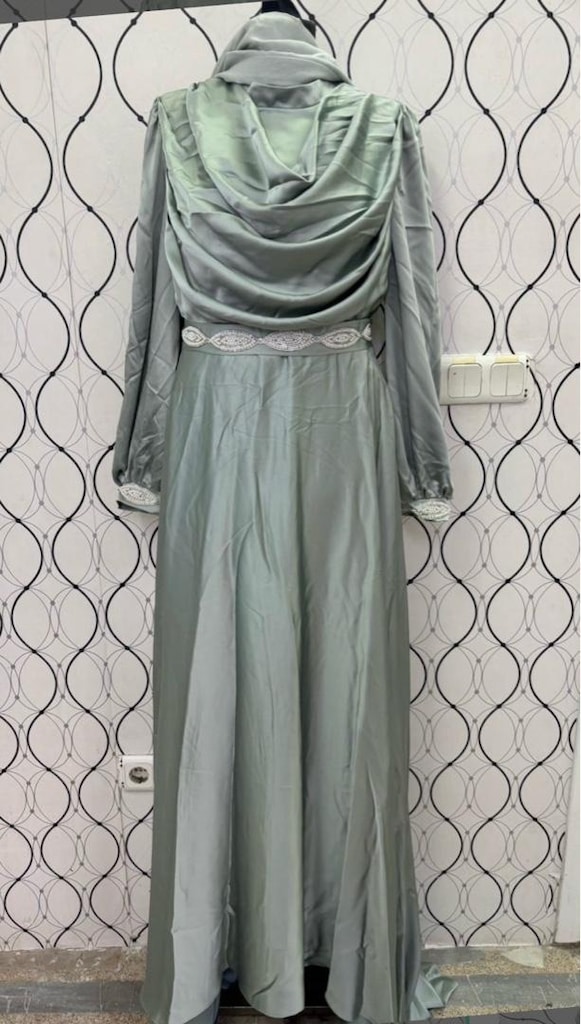 Mint Yeşili Tesettür Abiye - 3