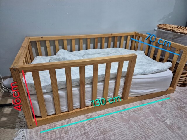 Montessori Yatak 130x70 Doğal Ahşap Çocuk Karyolası Tertemiz