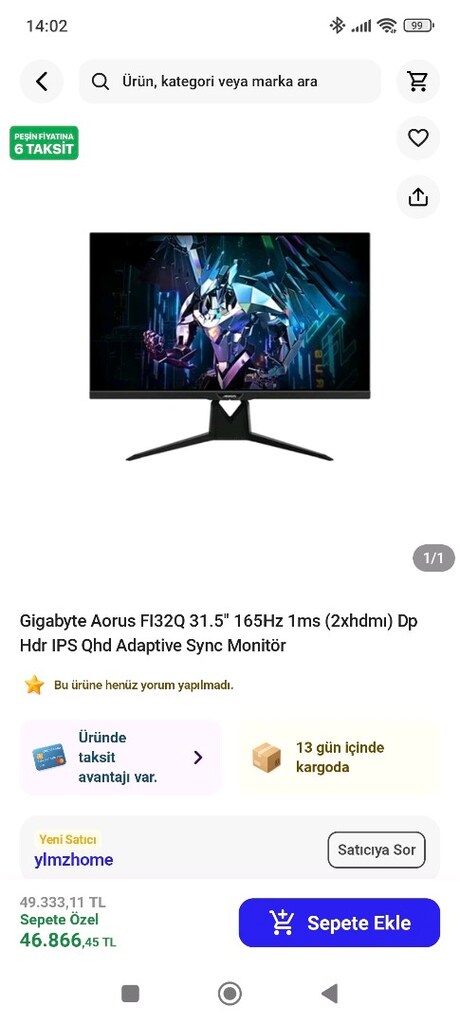 Gigabyte FI32Q 31,5" 1ms 2K oyuncu monitörü tertemiz uygun. - 4