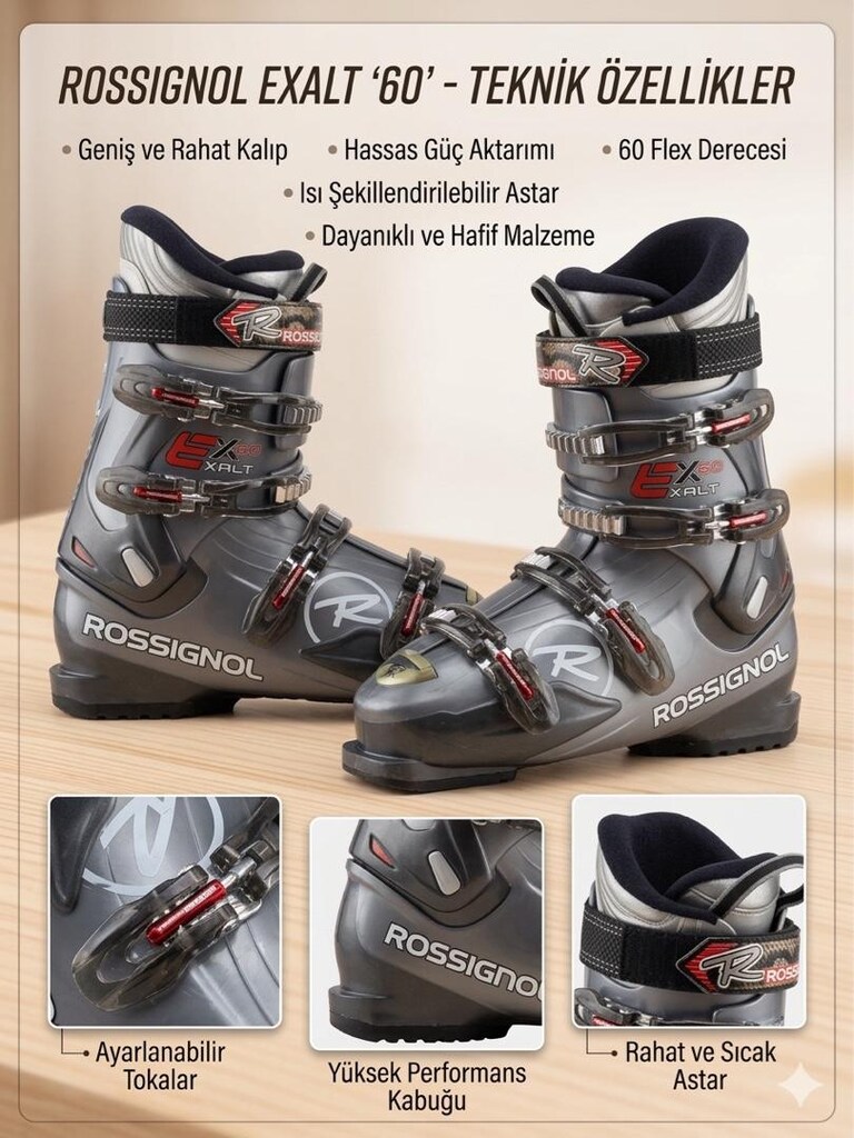 Rossignol Exalt 60 | 42-42.5 Numara (27.5 Mondopoint) Profesyonel Kaya - 2