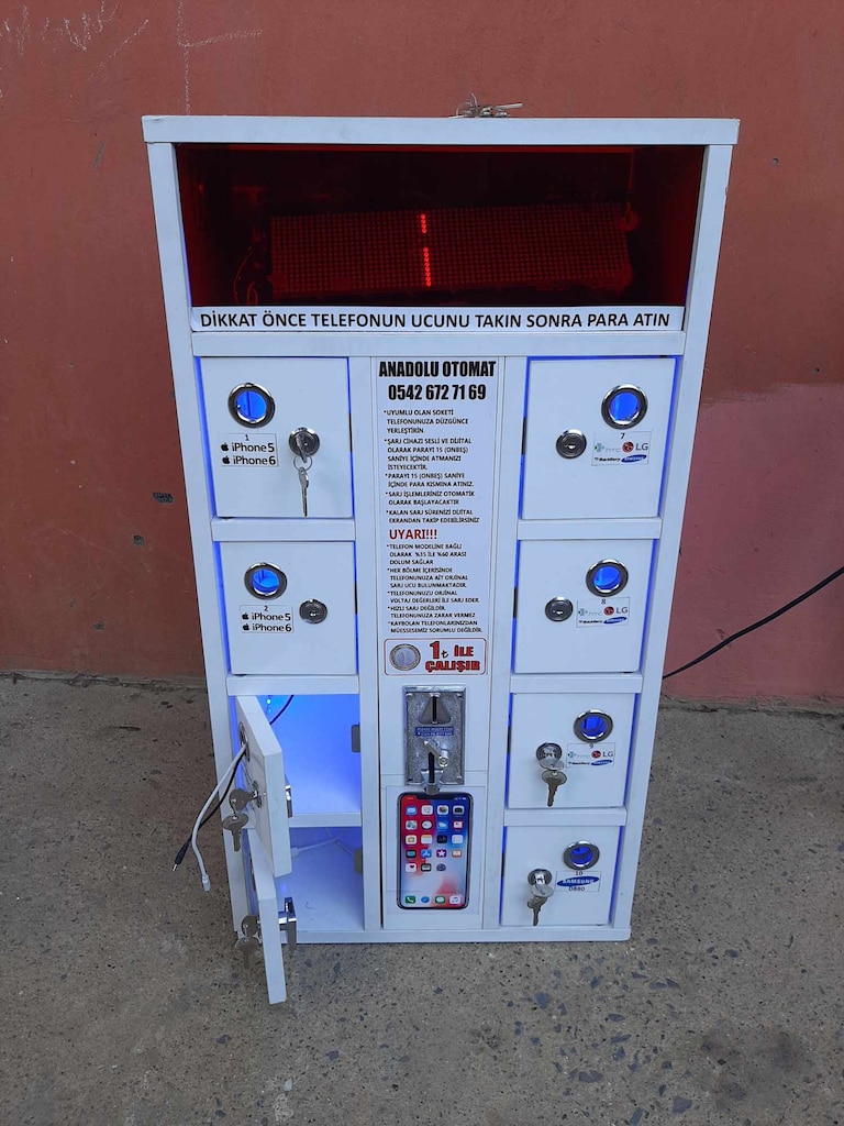 Jetonlu Otomat / Paralı Mobil Telefon Şarj Dolabı (Şarj Otomatı) - 2