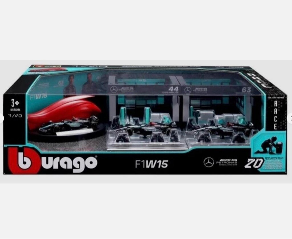 Mercedes Burago 1:43 F1 Yarış ve Pit Ekibi Diecast Seti - 17