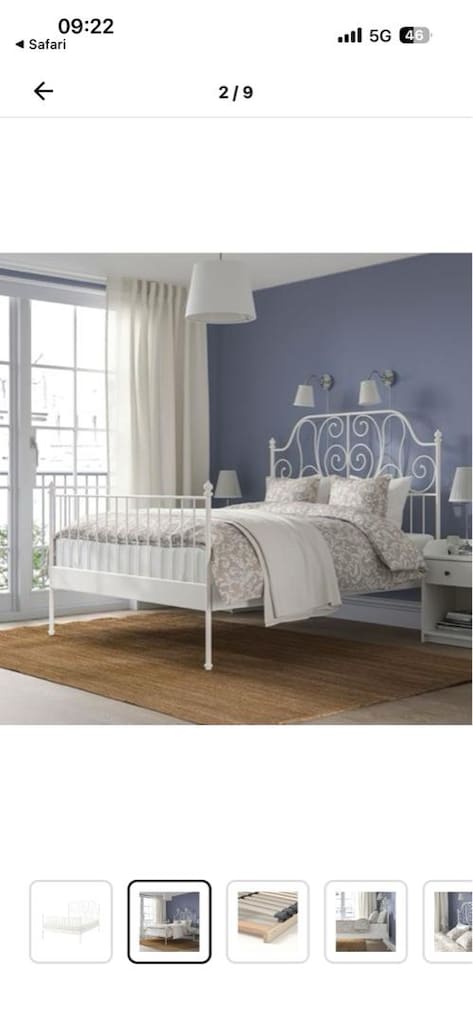 Ikea Leirvik/Lönsen Çift Kişilik Beyaz Ferforje Karyola