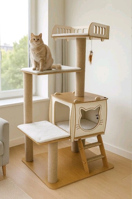 tırmanma ağaçlı kedi evi