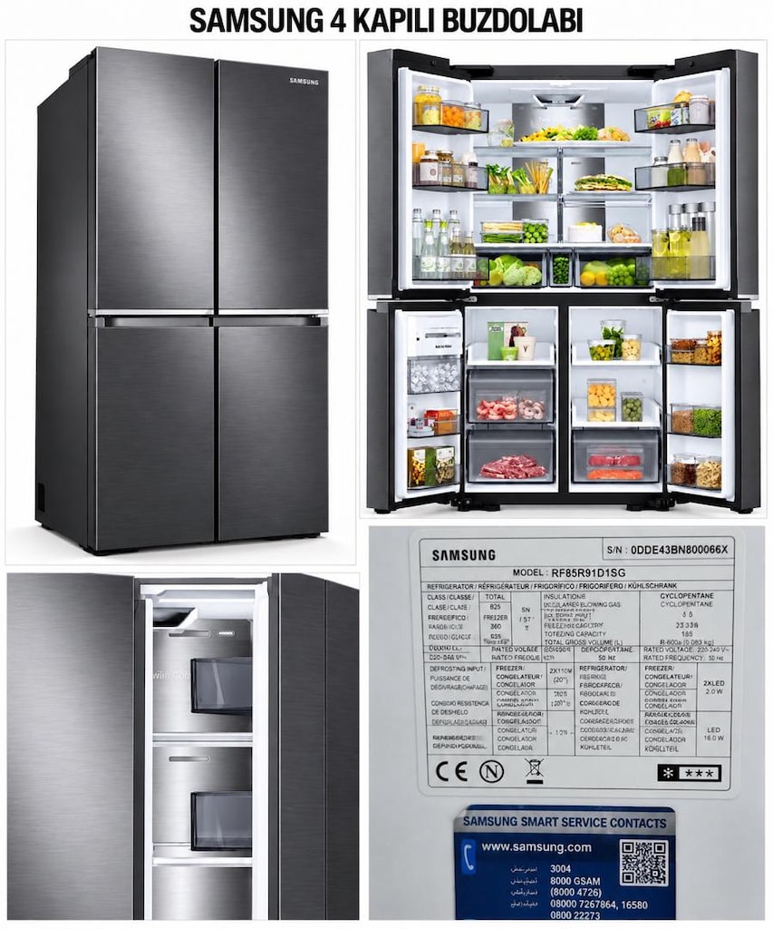 SAMSUNG RF85R91D1SG 825 LT 4 KAPILI NO FROST BUZDOLABI - 14
