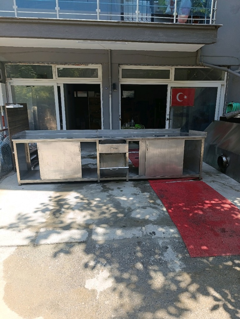 3.5m krom tezgah krom çalışma tezgahı çalışma bankosu raflı kapaklı - 3