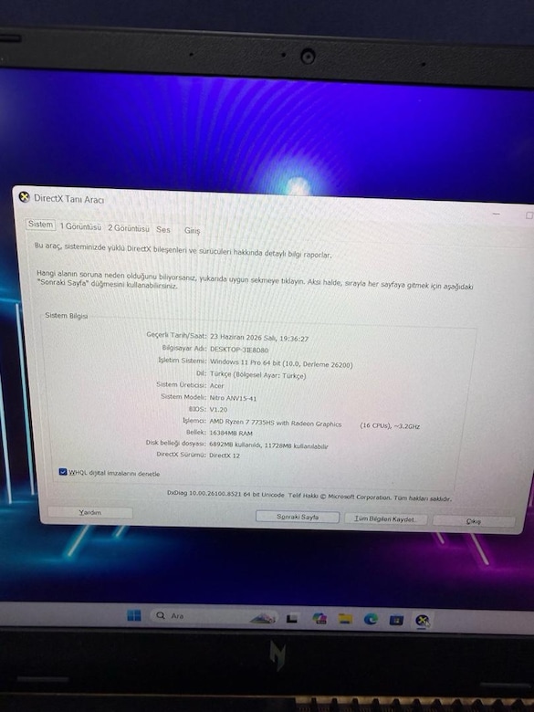 NİTRO Ryzen 7 (13) 16 ram 512 ssd RTX 4060 8 gb - 8