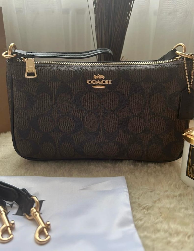 TOP HANDLE POUCH IN SIGNATURE Acı Kahve - 5