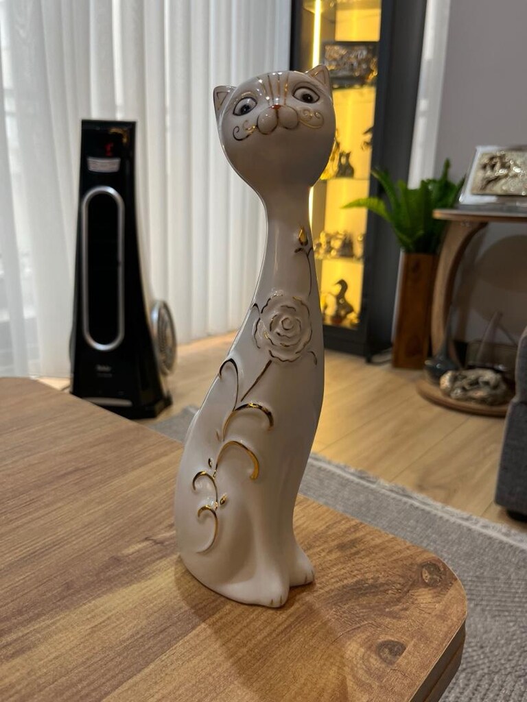 porselen 30 cm biblo kedi - 5