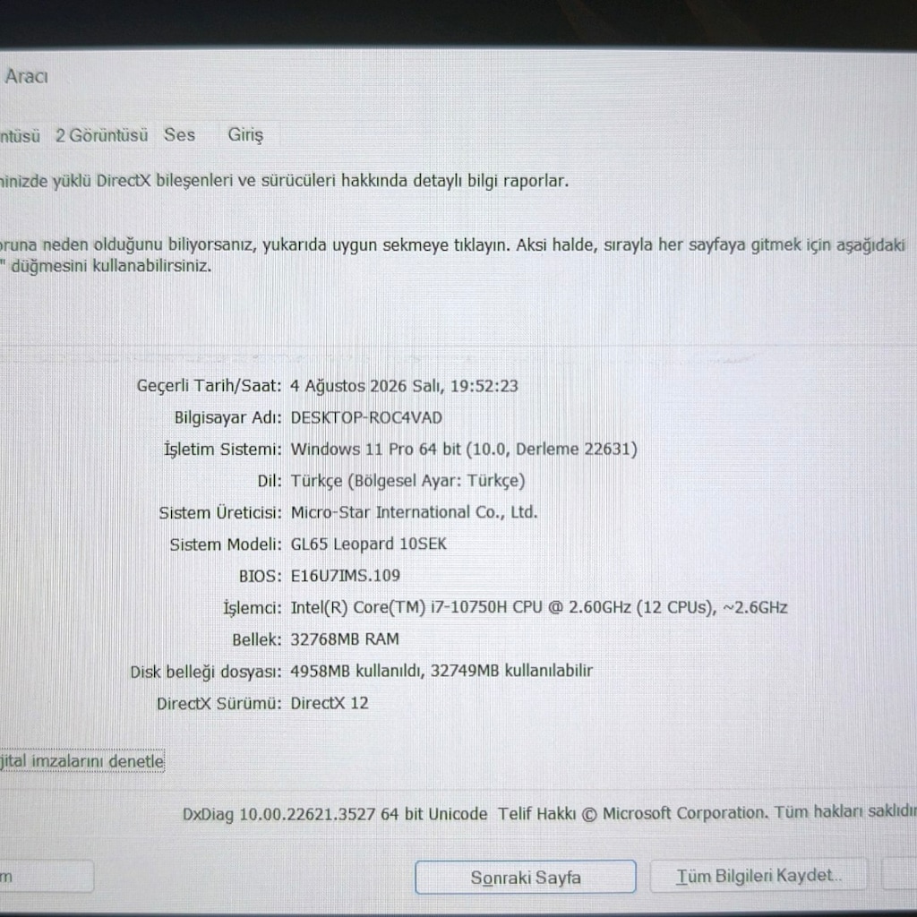 MSI GAMİNG PC / 32 RAM / 6 GB RTX2060 / 500 SSD / İ7 İŞLEMCİ / 144 HZ - 8