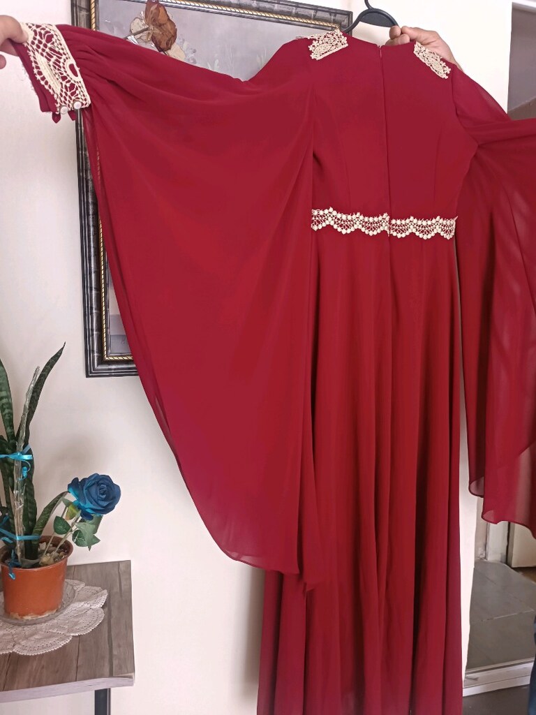 bordo şifon abiye - 4