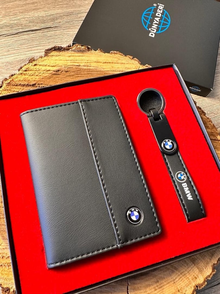 BMW Ruhsat Kabı Cüzdanı ve Anahtarlık 2’li Set