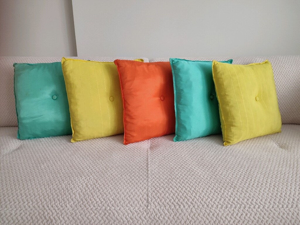5 Adet 40x40 cm Renkli Dekoratif Kırlent Takımı - Turkuaz Sarı Turuncu - 3