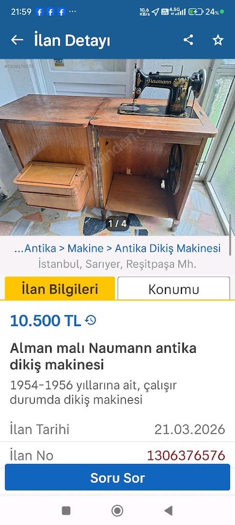 NOUMANN Alman Antika Dikiş makinası - 5