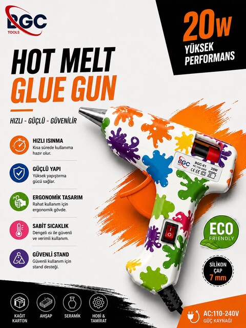 20W Silikon Tabancası Sıcak Mum Silikon Yapıştırıcı Tabancası