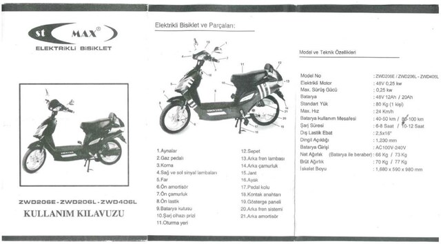 STMAX 206L Elektrikli Bisiklet 250w, plaka ehliyet istemez