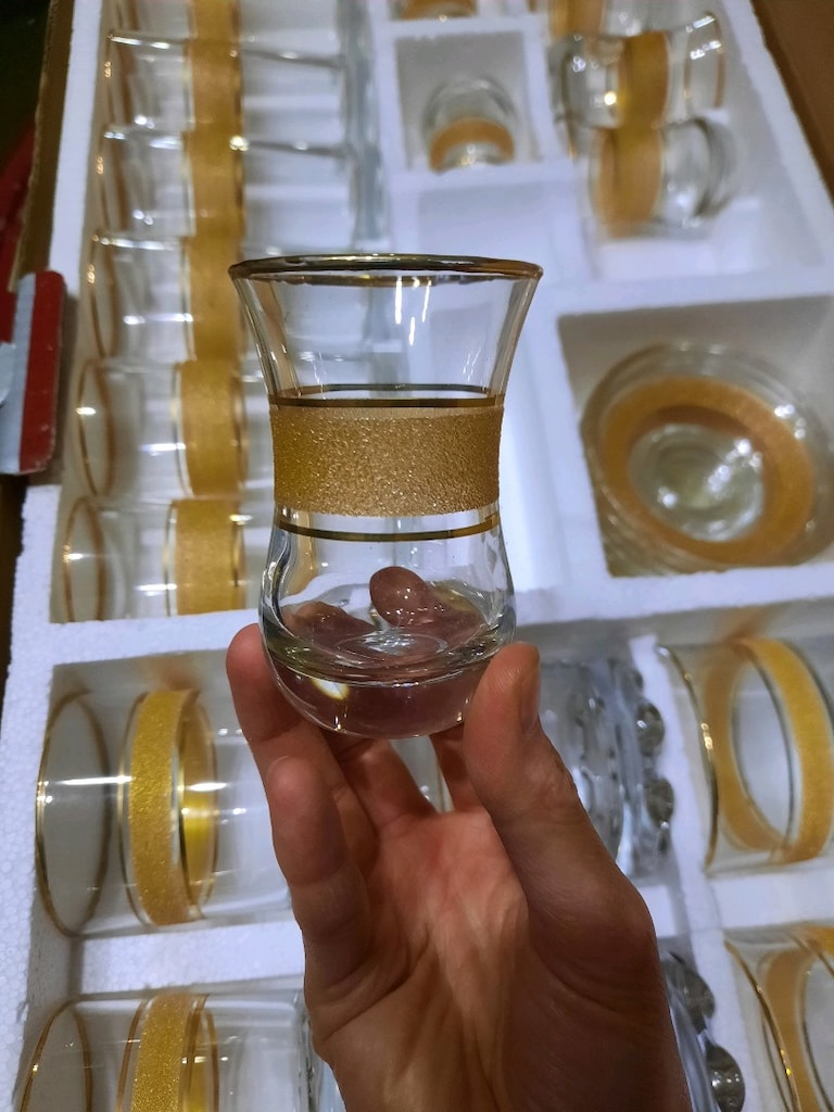 Altın Yaldızlı 37 Parça Şık Bardak / Çeyiz Seti - 8