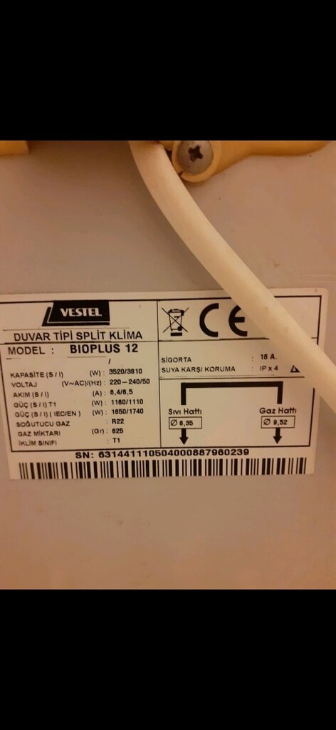 KİLİMA VESTEL.Genel Özellikler:Marka/Model: Vestel Bioplus 12Kapasit - 4