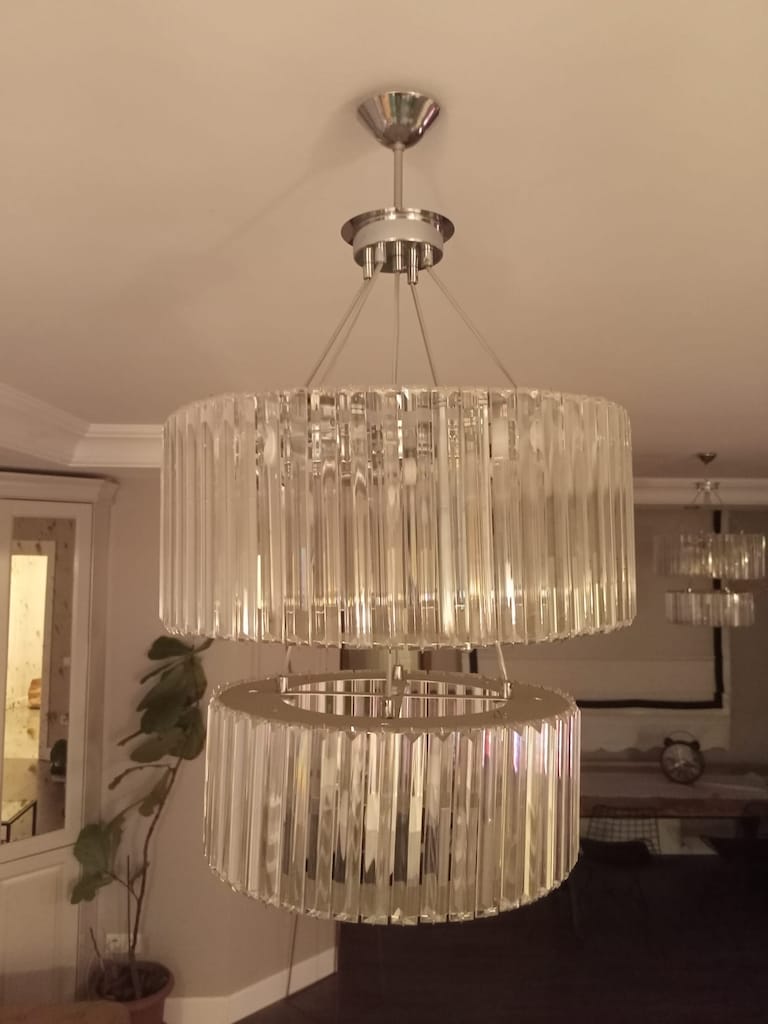 Özel Tasarım 2 Katlı Salon Avizesi – Kristal Görünümlü Şık Model - 6